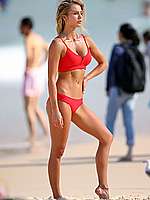 Elyse Knowles In Red Bikini Beach Photoshoot